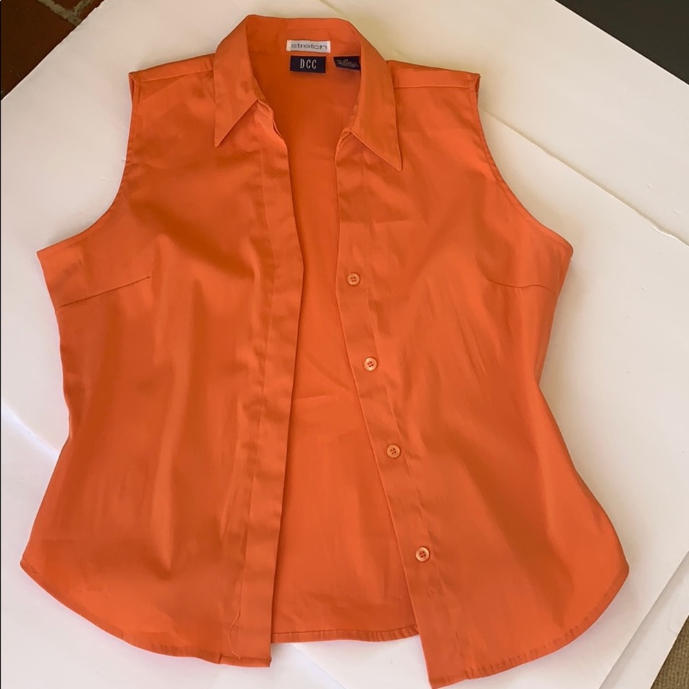 Orange Button Down Sleeveless Top